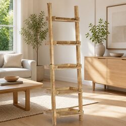 Versatile 5-Tier Brown Ladder Shelf for Any Room