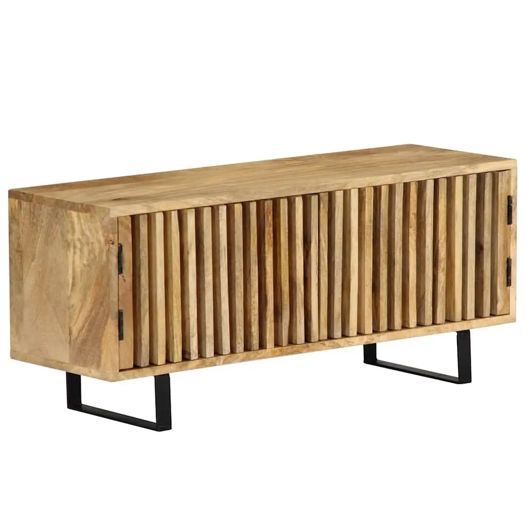 Mango Wood TV Stand Brown 90x30x40 cm Storage Unit with 2 Doors