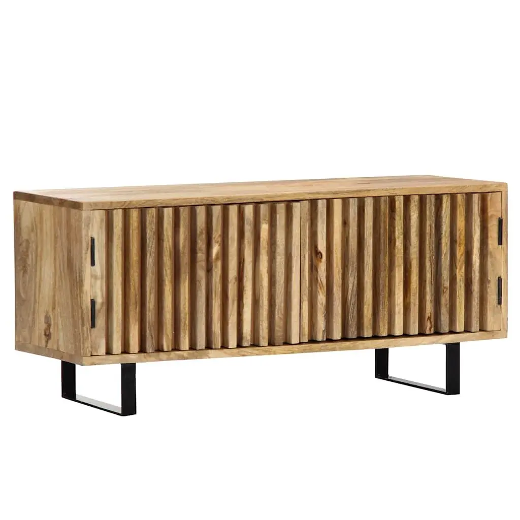 Mango Wood TV Stand Brown 90x30x40 cm Storage Unit with 2 Doors