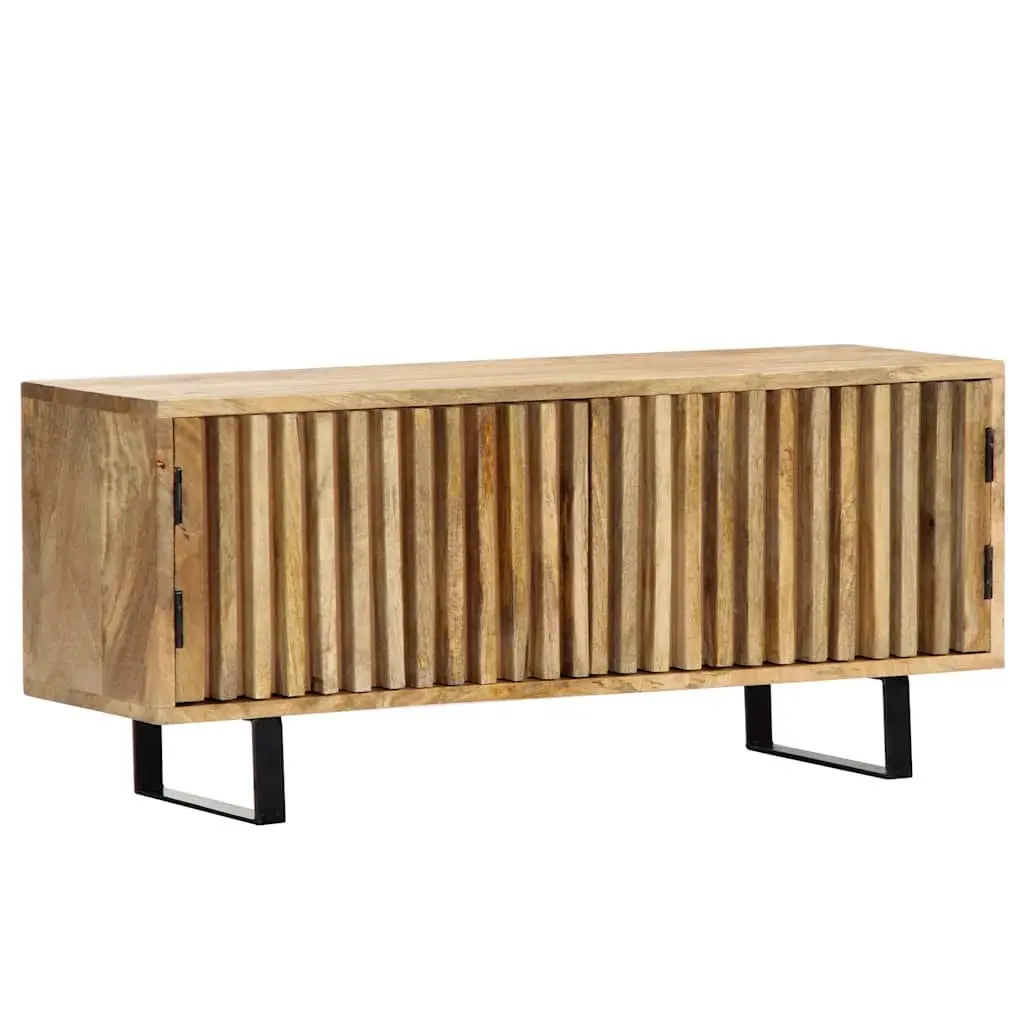 Mango Wood TV Stand Brown 90x30x40 cm Storage Unit with 2 Doors