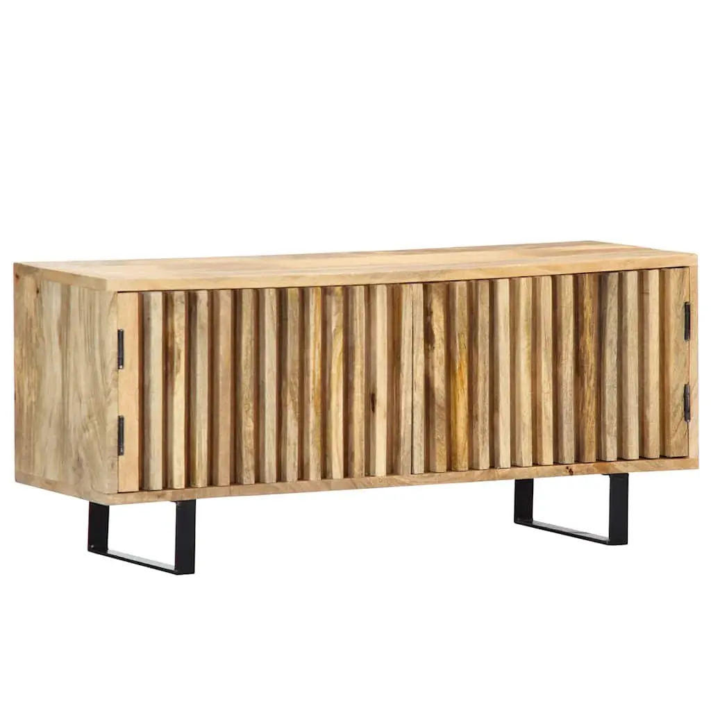 Mango Wood TV Stand Brown 90x30x40 cm Storage Unit with 2 Doors