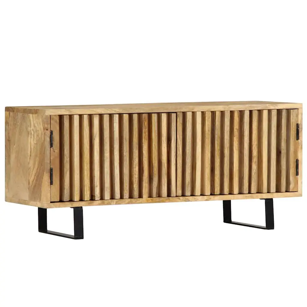 Mango Wood TV Stand Brown 90x30x40 cm Storage Unit with 2 Doors