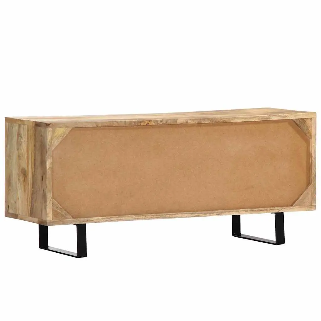 Mango Wood TV Stand Brown 90x30x40 cm Storage Unit with 2 Doors