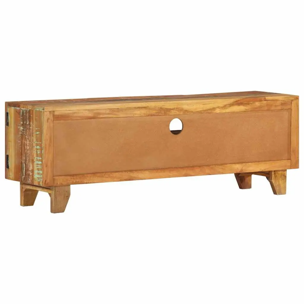 TV Cabinet 120x30x40 cm Solid Reclaimed Wood Hand Carved Doors Drawer Storage
