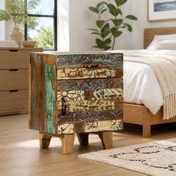 Practical Nightstand with Hand Carved Details