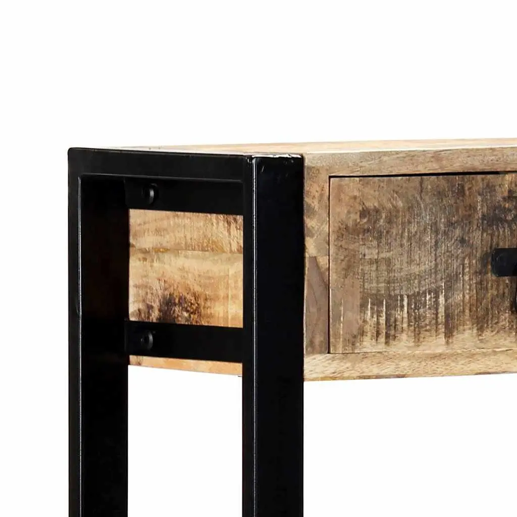 Mango Wood Console Table 90x30x75 cm Brown Industrial Accent Furniture with 2 Drawers