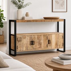 Side Cabinet 120x30x75 cm Solid Mango Wood Brown Sideboard Storage Furniture