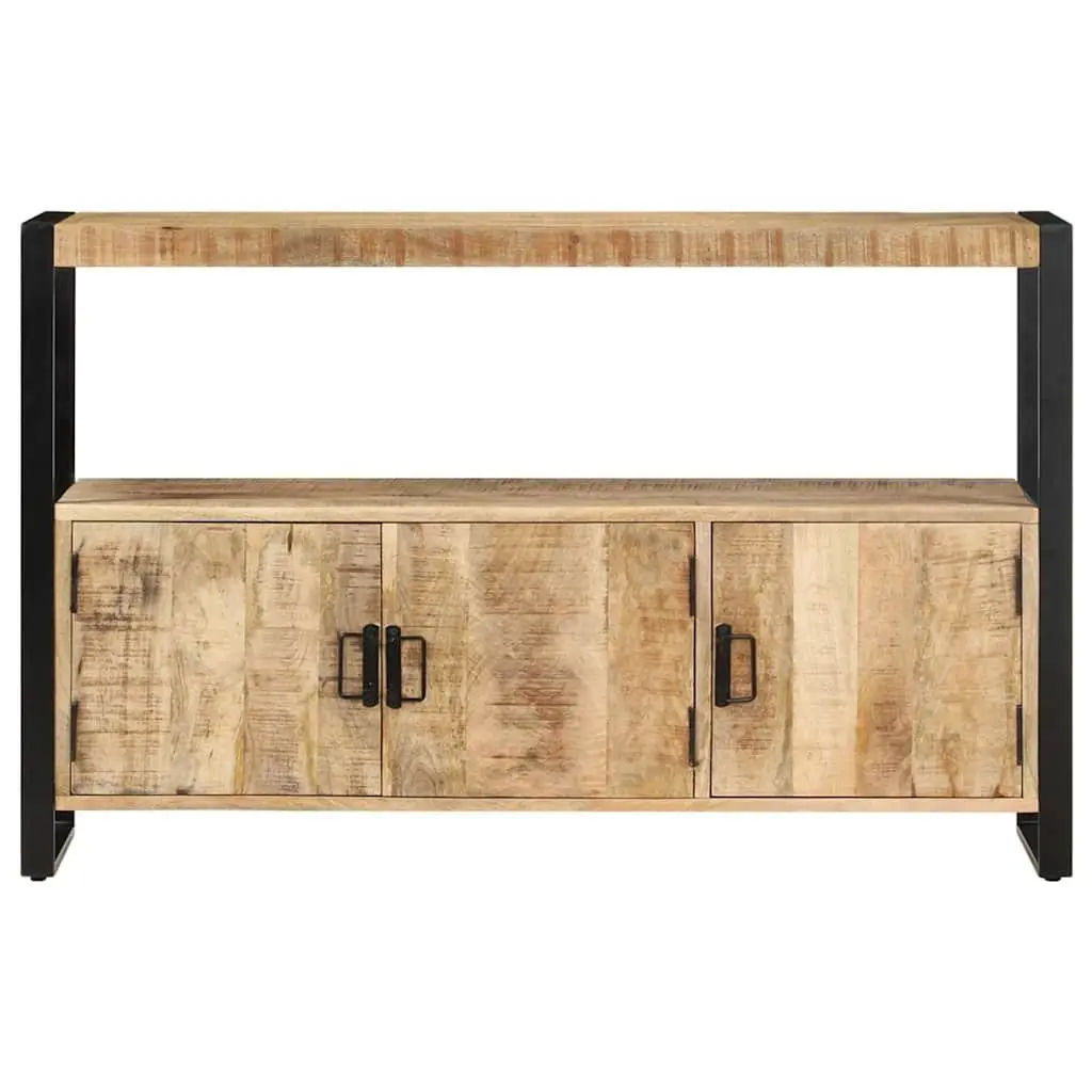 Mango Wood Side Cabinet Brown 120x30x75 cm Powder Coated Steel Frame Storage Furniture