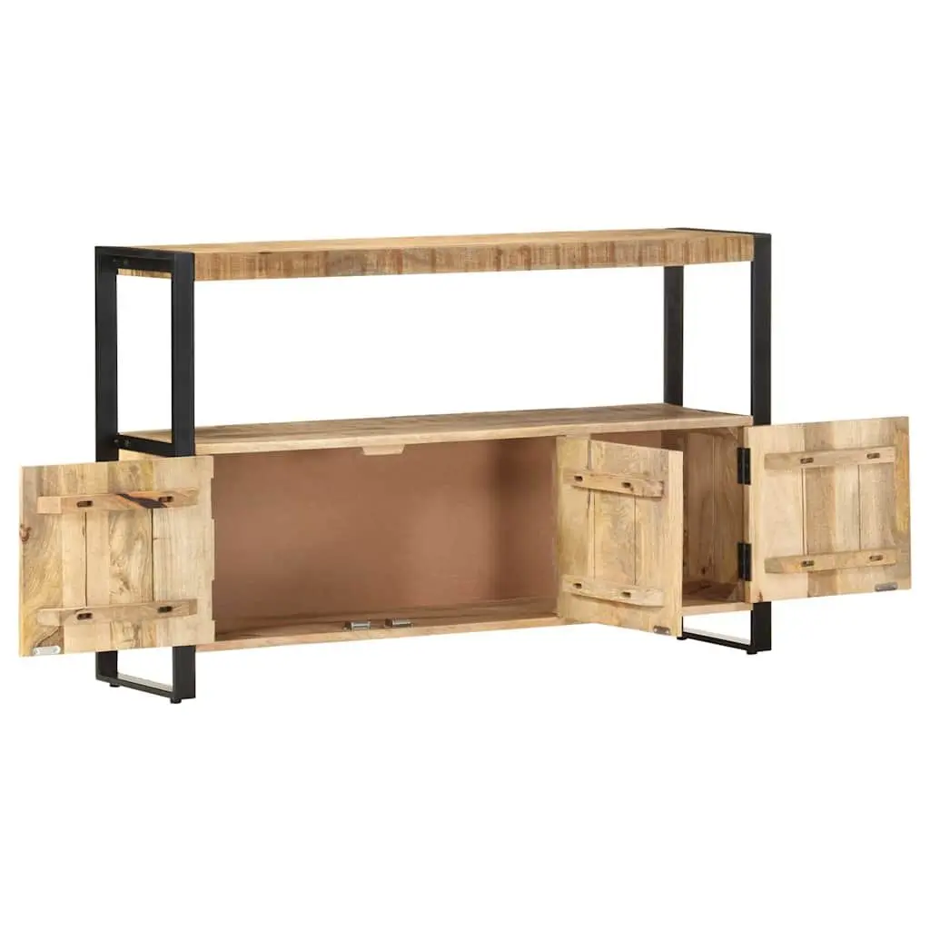 Mango Wood Side Cabinet Brown 120x30x75 cm Powder Coated Steel Frame Storage Furniture