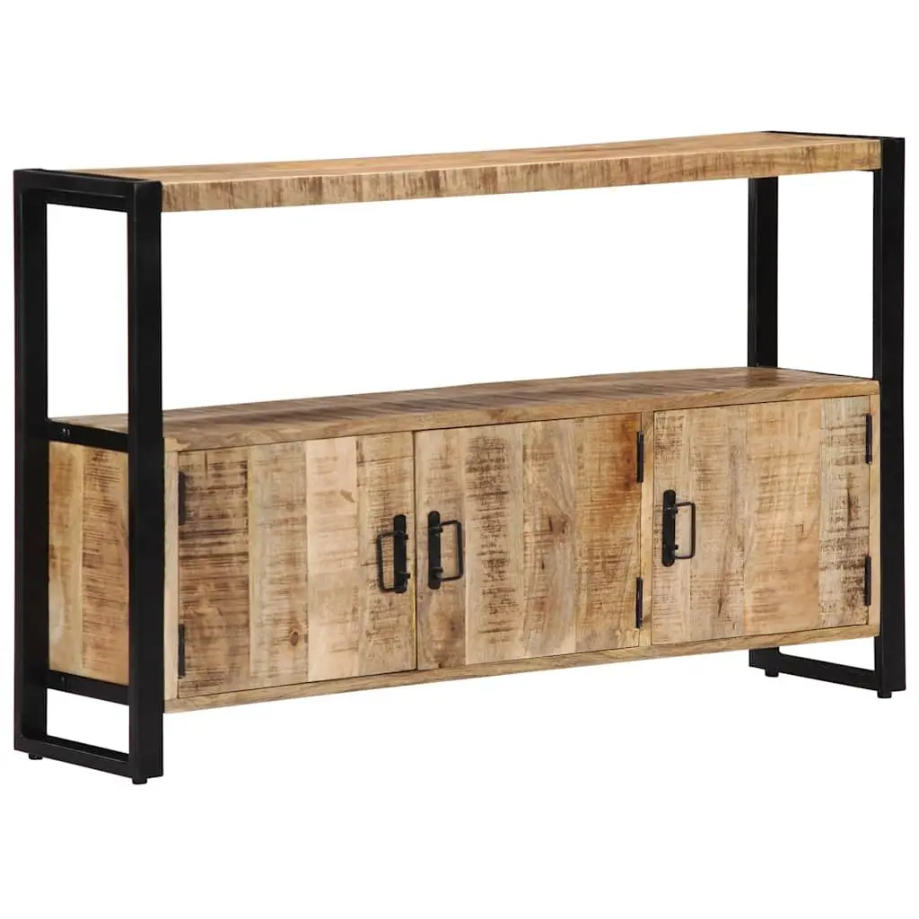 Mango Wood Side Cabinet Brown 120x30x75 cm Powder Coated Steel Frame Storage Furniture