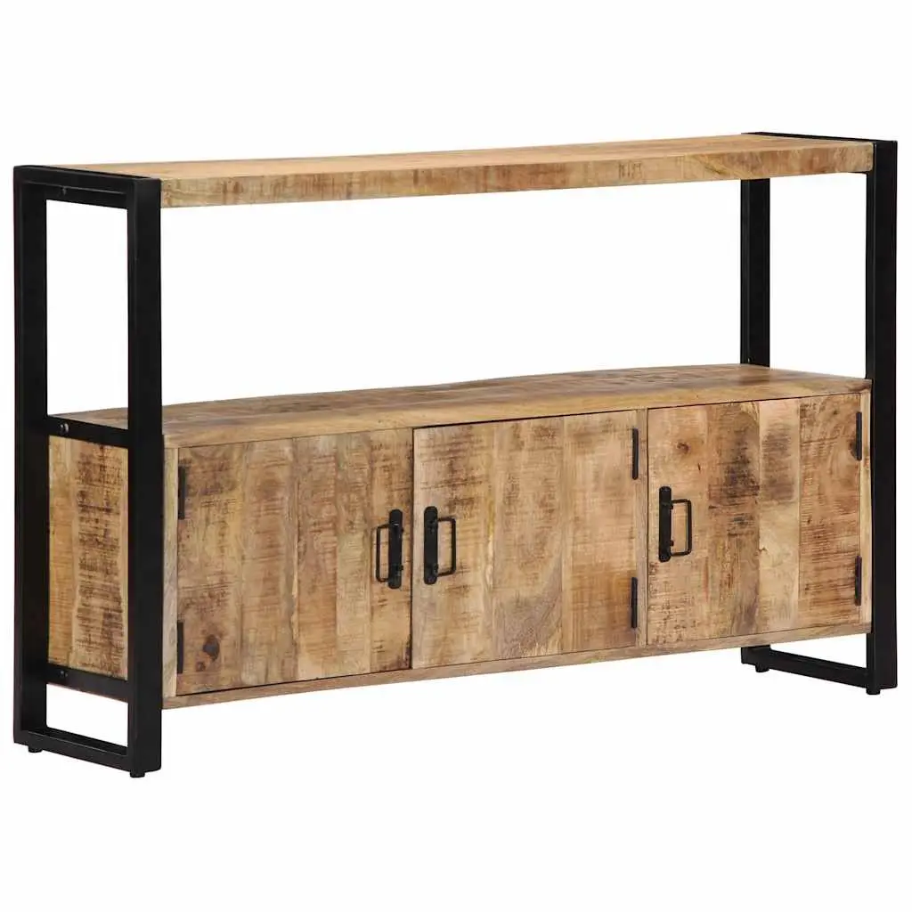 Mango Wood Side Cabinet Brown 120x30x75 cm Powder Coated Steel Frame Storage Furniture