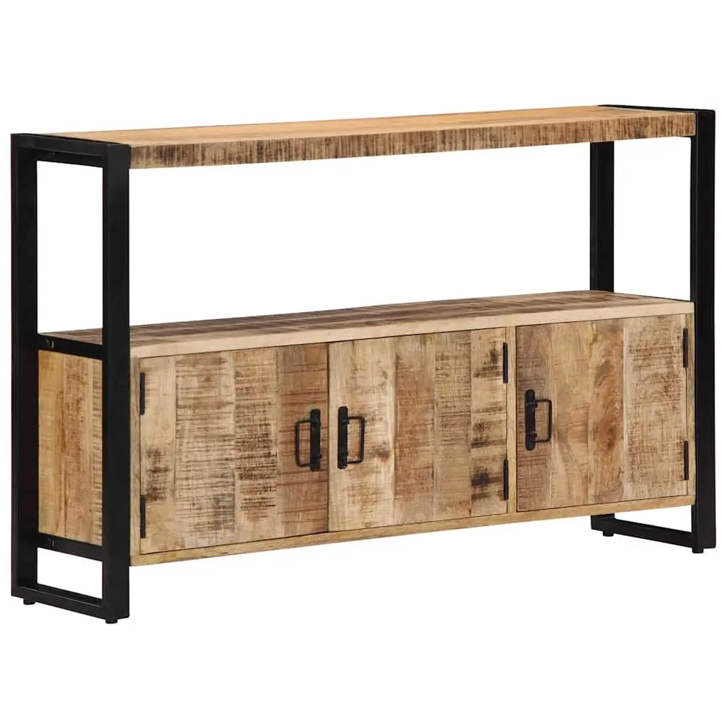 Mango Wood Side Cabinet Brown 120x30x75 cm Powder Coated Steel Frame Storage Furniture