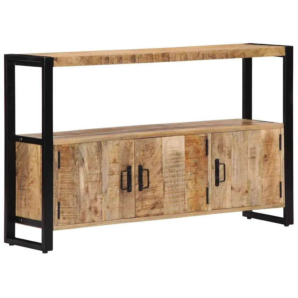 Mango Wood Side Cabinet Brown 120x30x75 cm Powder Coated Steel Frame Storage Furniture