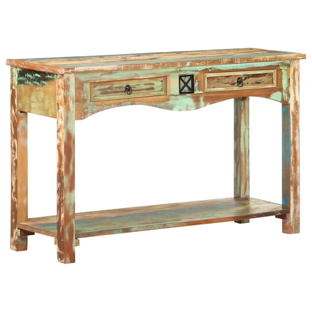 Reclaimed Wood Console Cabinet 120cm x 40cm x 75cm Multi-Coloured with 2 Drawers and 1 Shelf