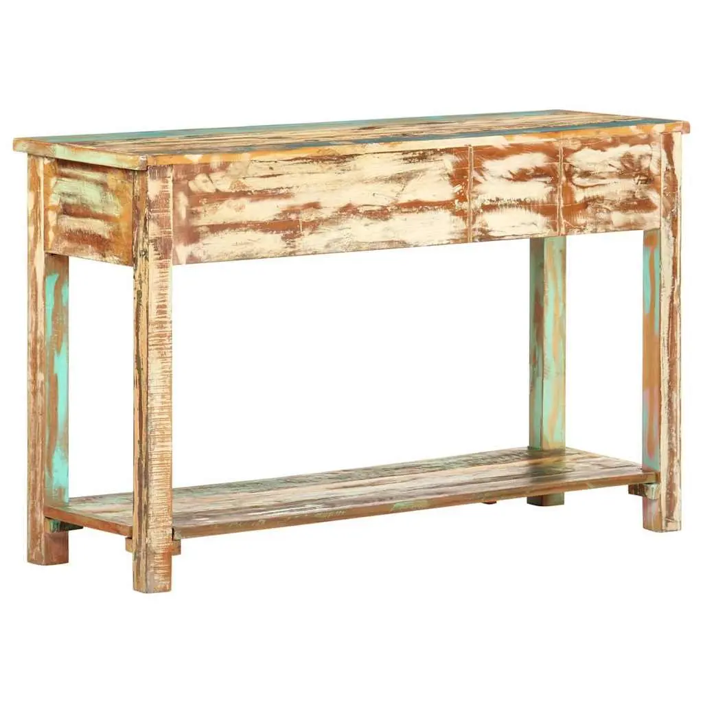 Reclaimed Wood Console Cabinet 120cm x 40cm x 75cm Multi-Coloured with 2 Drawers and 1 Shelf