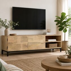Brown Antique-Style TV Cabinet 145x30x41 cm for Home Use