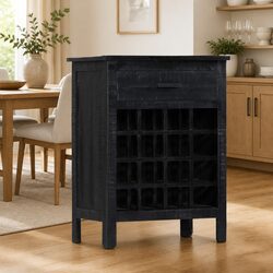 Practical Black Wooden Wine Rack for Everyday Use