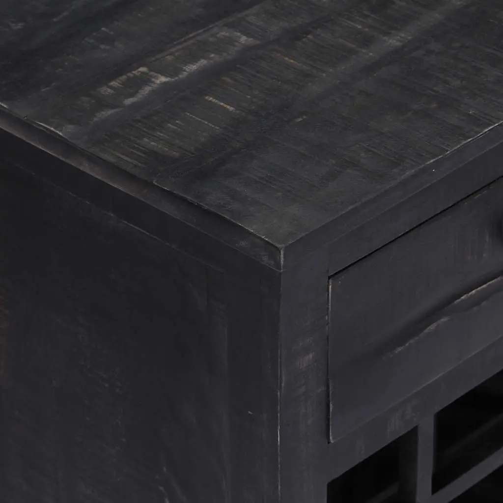 Wine Rack Mango Wood Storage Cabinet Black 56x35x75cm Horizontal Bottle Organizer with Drawer