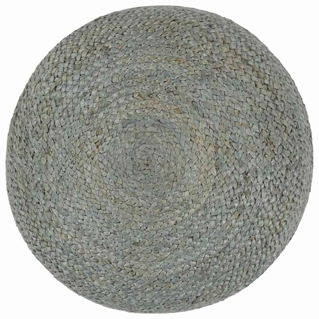 Jute Pouffe Footrest Olive Green 45x30cm Handmade Braided Stool