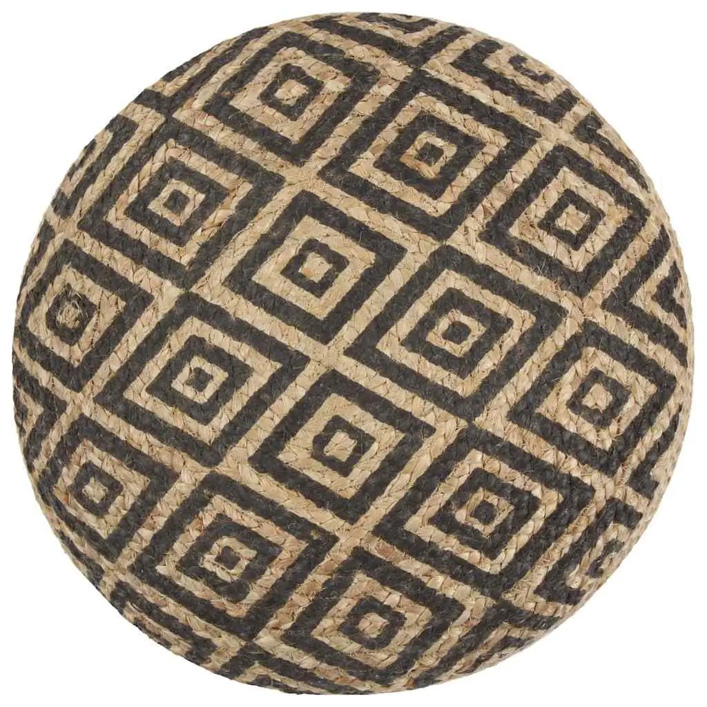 Pouffe Footstool Handmade Braided Jute 45 x 30 cm Black