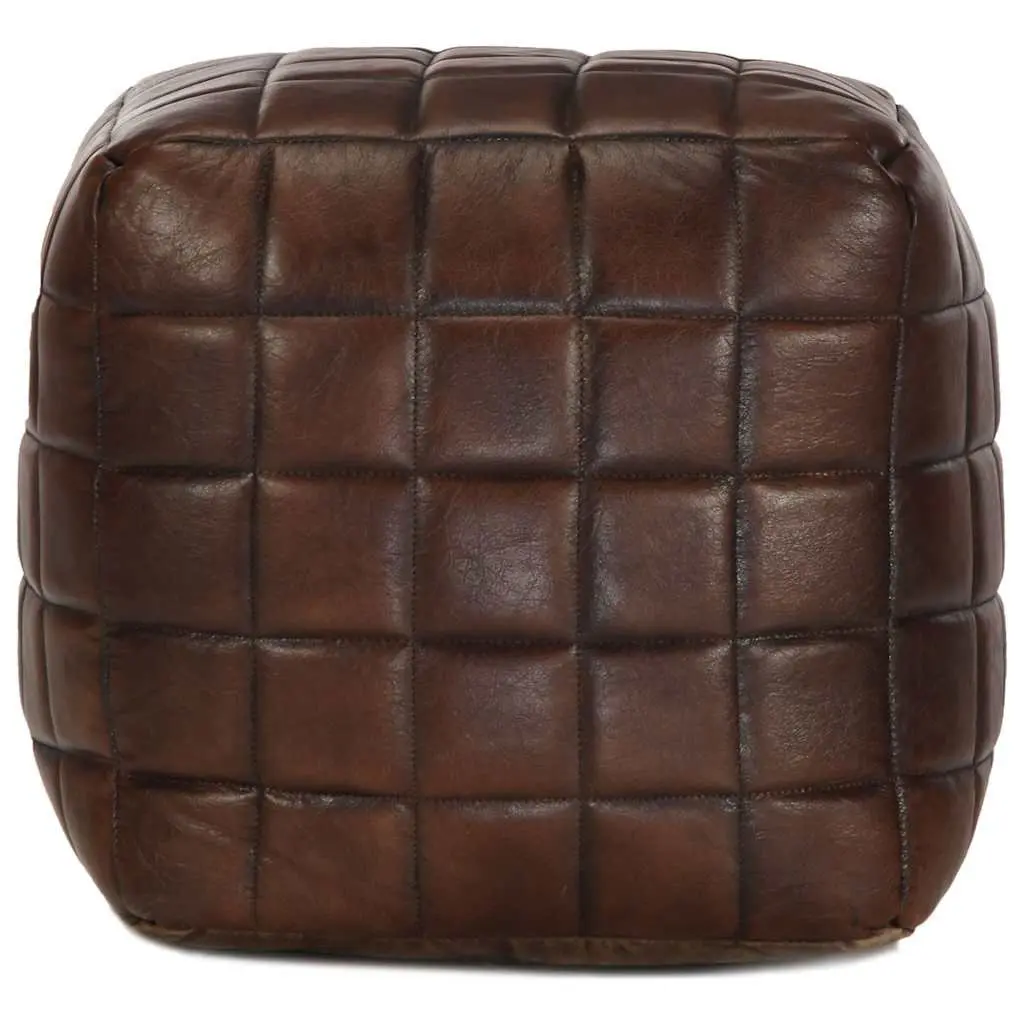 Pouffe Footstool Ottoman Goat Leather 40cm Brown