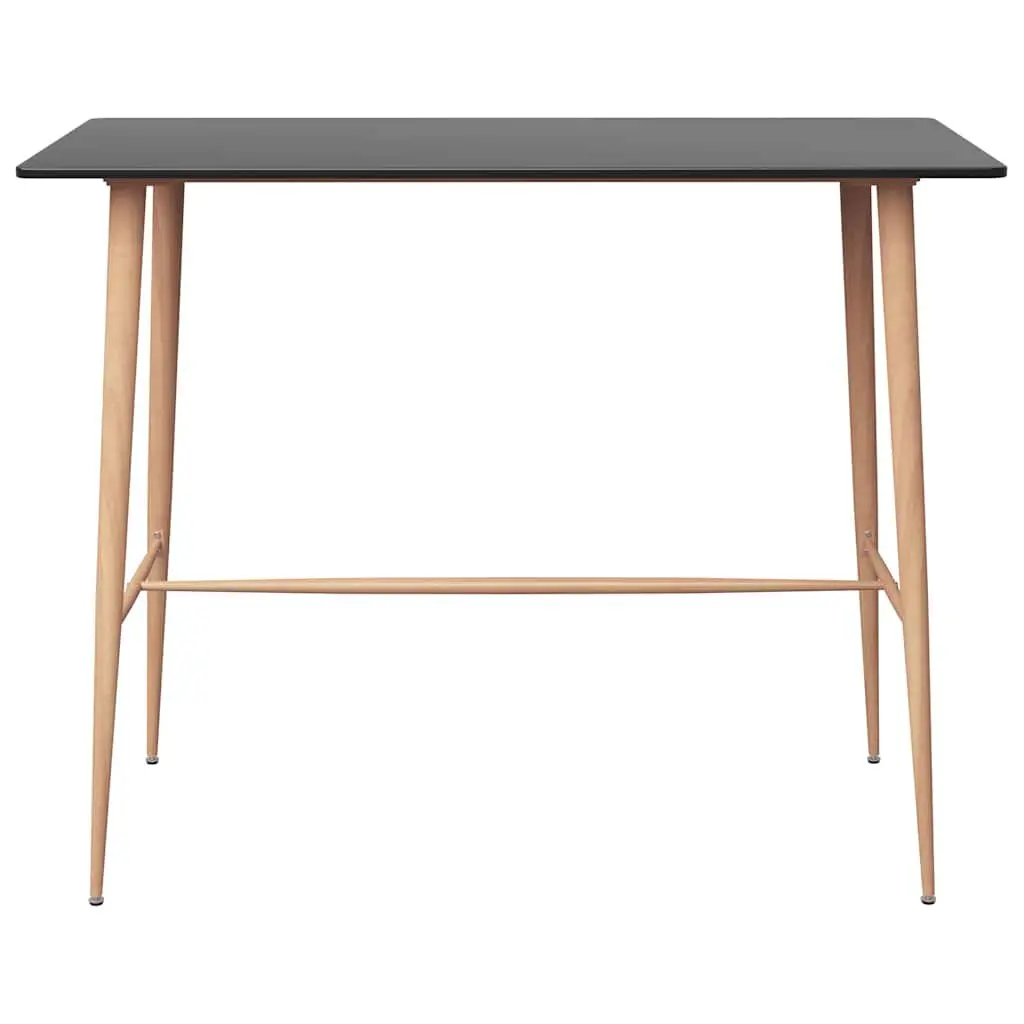 Black Bar Table MDF Top Metal Legs Kitchen Dining Counter Height 120x60x105cm