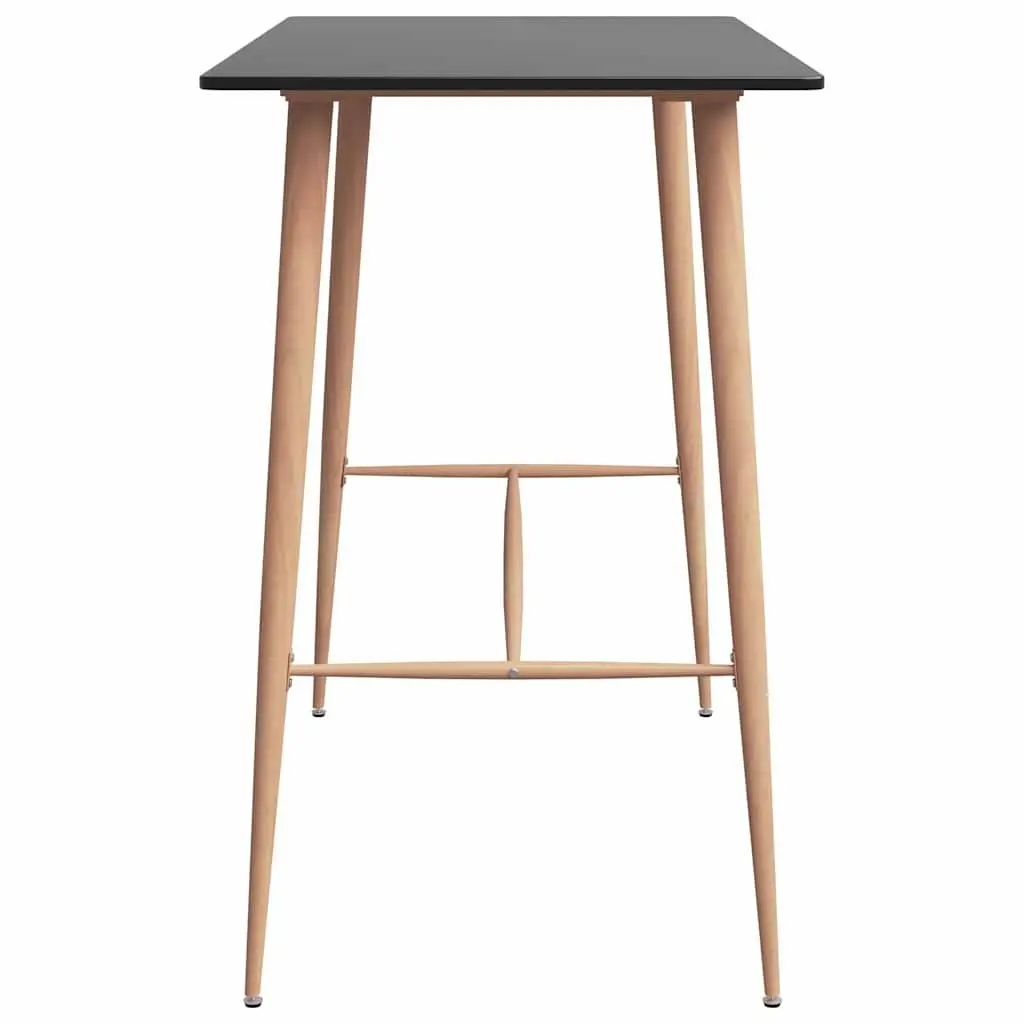 Black Bar Table MDF Top Metal Legs Kitchen Dining Counter Height 120x60x105cm