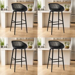 Bar Stools Set 4 pcs Black Counter Chairs Pub Seating Kitchen Dining Furniture