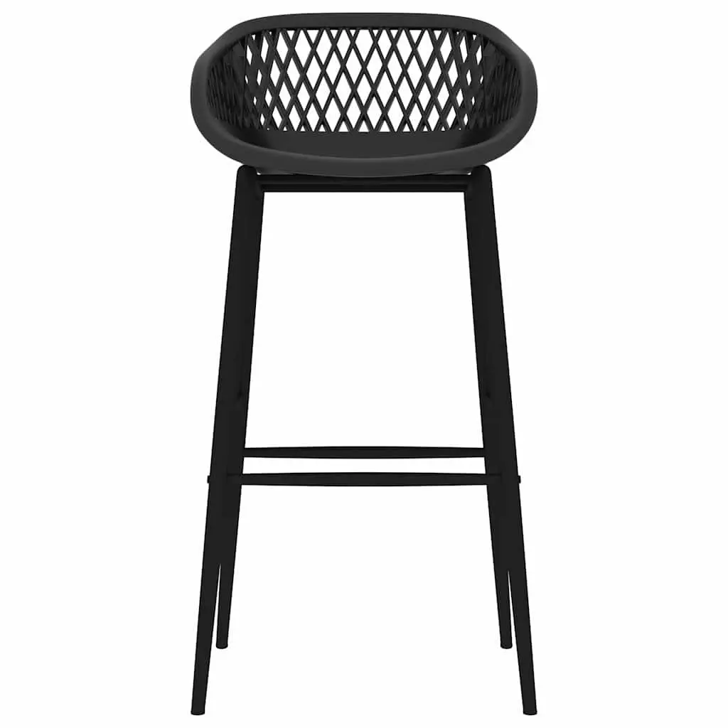 Bar Stools PP Seat Power-Coated Metal Legs 4 Piece Black