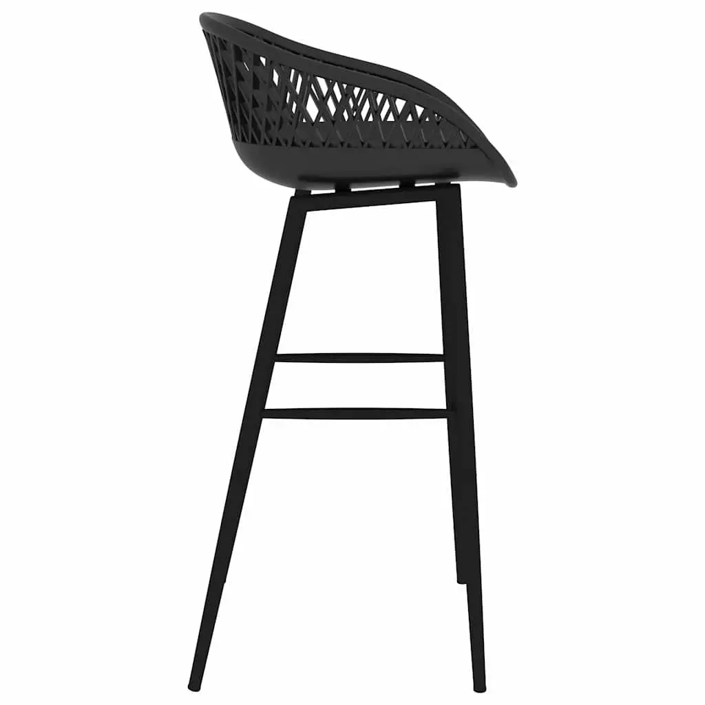 Bar Stools PP Seat Power-Coated Metal Legs 4 Piece Black