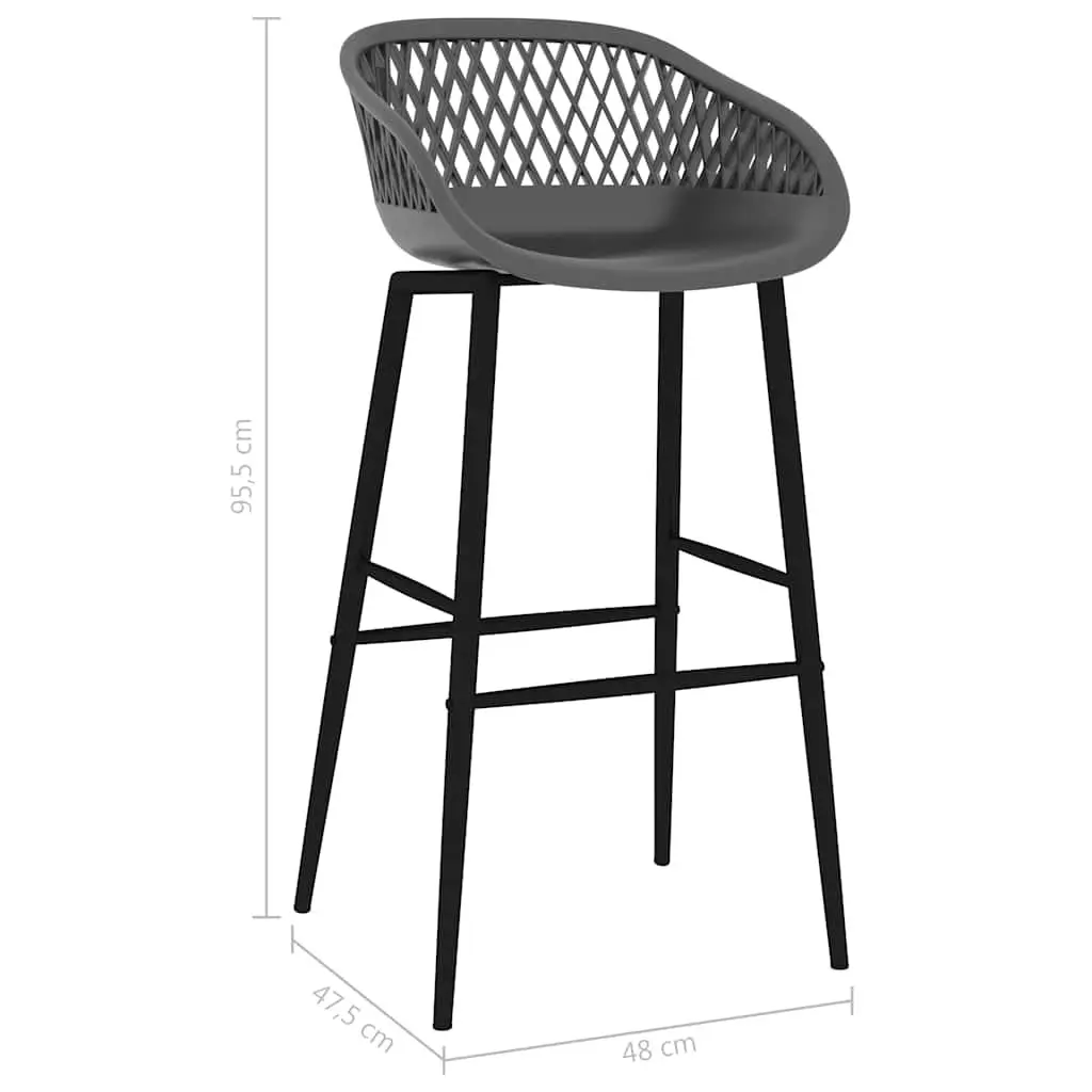 Bar Stools Mesh Seat Backrest 4 Piece Grey Powder-coated Metal Legs