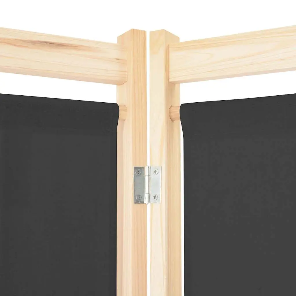 6-Panel Room Divider Wooden Frame Fabric Screens Grey Freestanding Folding Privacy Screen Partition