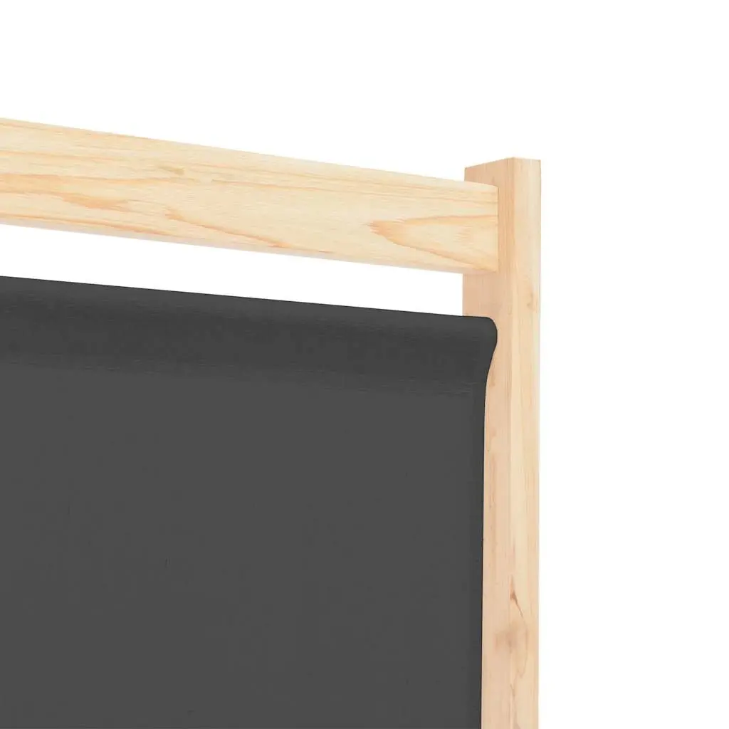 6-Panel Room Divider Wooden Frame Fabric Screens Grey Freestanding Folding Privacy Screen Partition