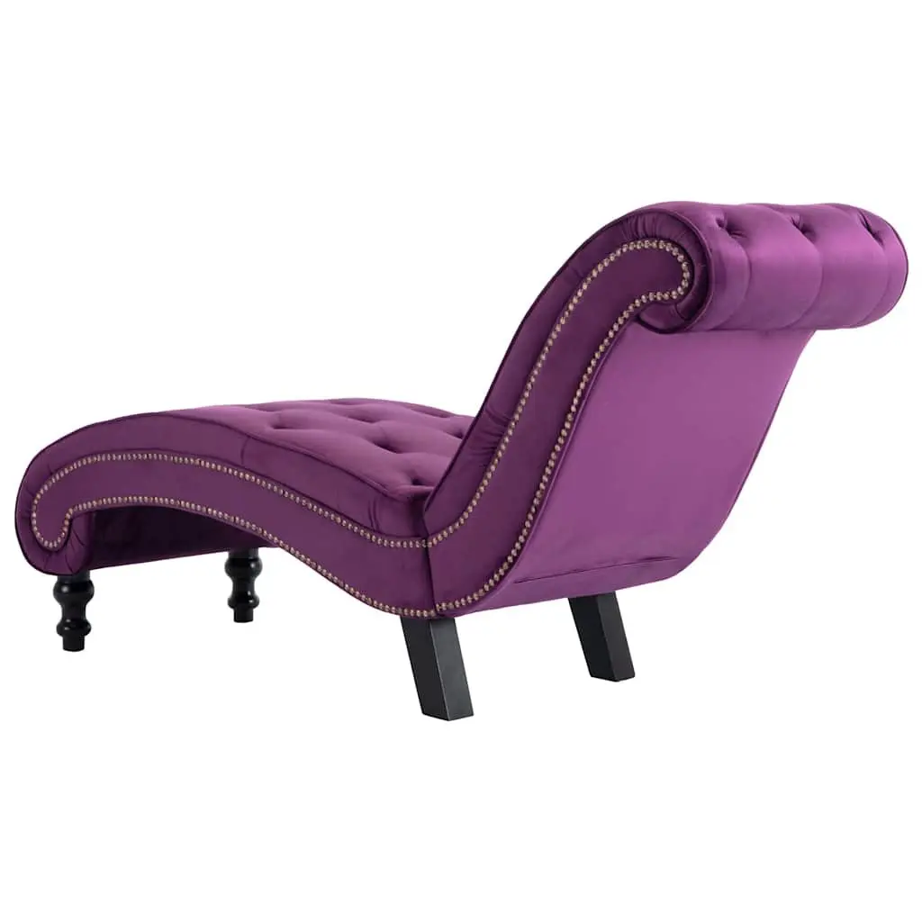Chaise Lounge Purple Velvet Accent Furniture Comfortable Seating Living Room