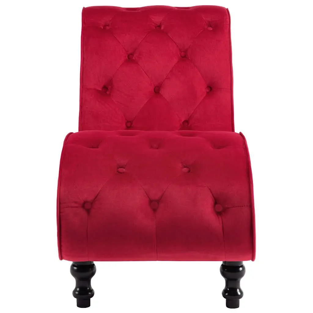 Chaise Lounge Red Velvet Button Tufted Accent Chair Living Room Furniture