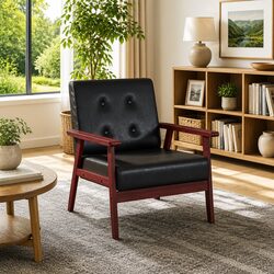 Practical Black Faux Leather Armchair for Any Room