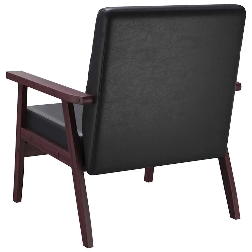Black Faux Leather Armchair Retro Design Lounge Living Room Accent Chair
