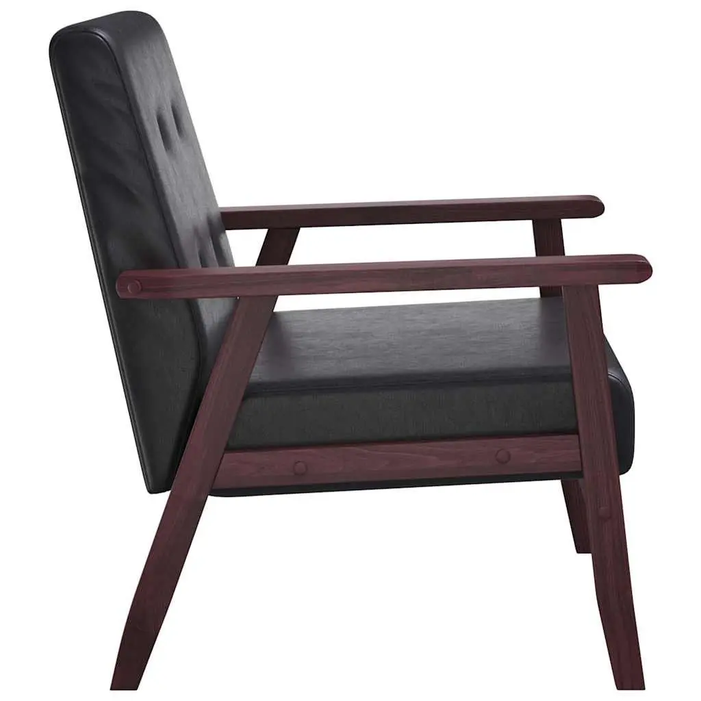 Black Faux Leather Armchair Retro Design Lounge Living Room Accent Chair