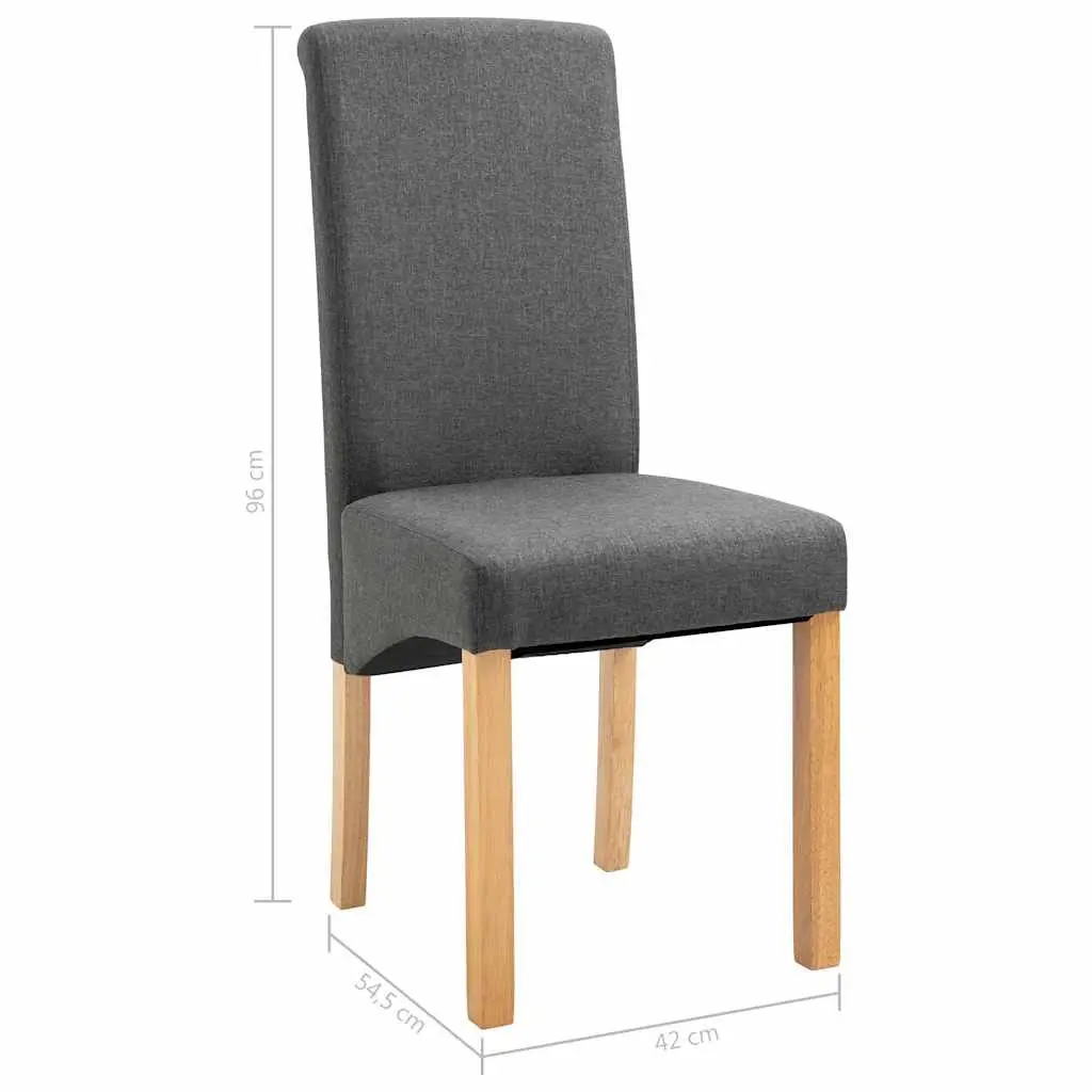 Dining Chairs Set of 2 Grey Fabric Kitchen Living Room Seating Furniture