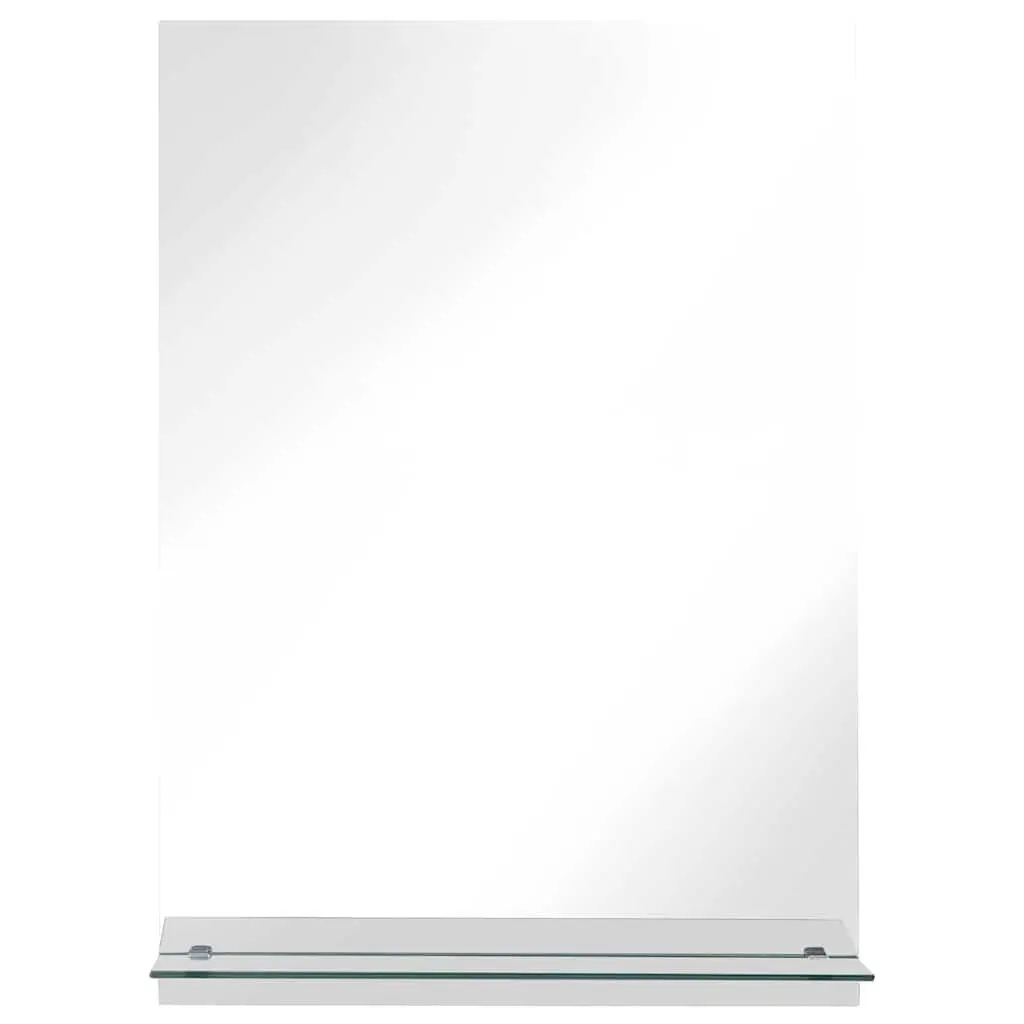 Wall Mirror with Shelf 40x60cm Tempered Glass Silver Bathroom Living Room
