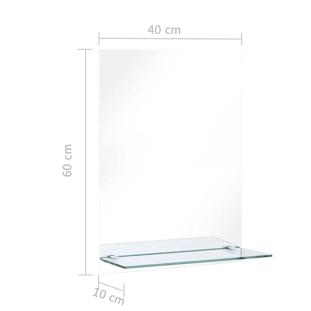 Wall Mirror with Shelf 40x60cm Tempered Glass Silver Bathroom Living Room
