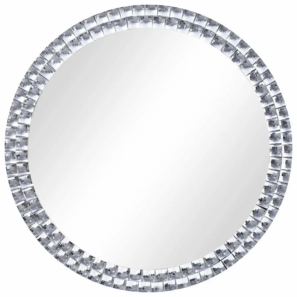 Round Wall Mirror 60cm Tempered Glass Silver Bathroom Living Room Bedroom Decor