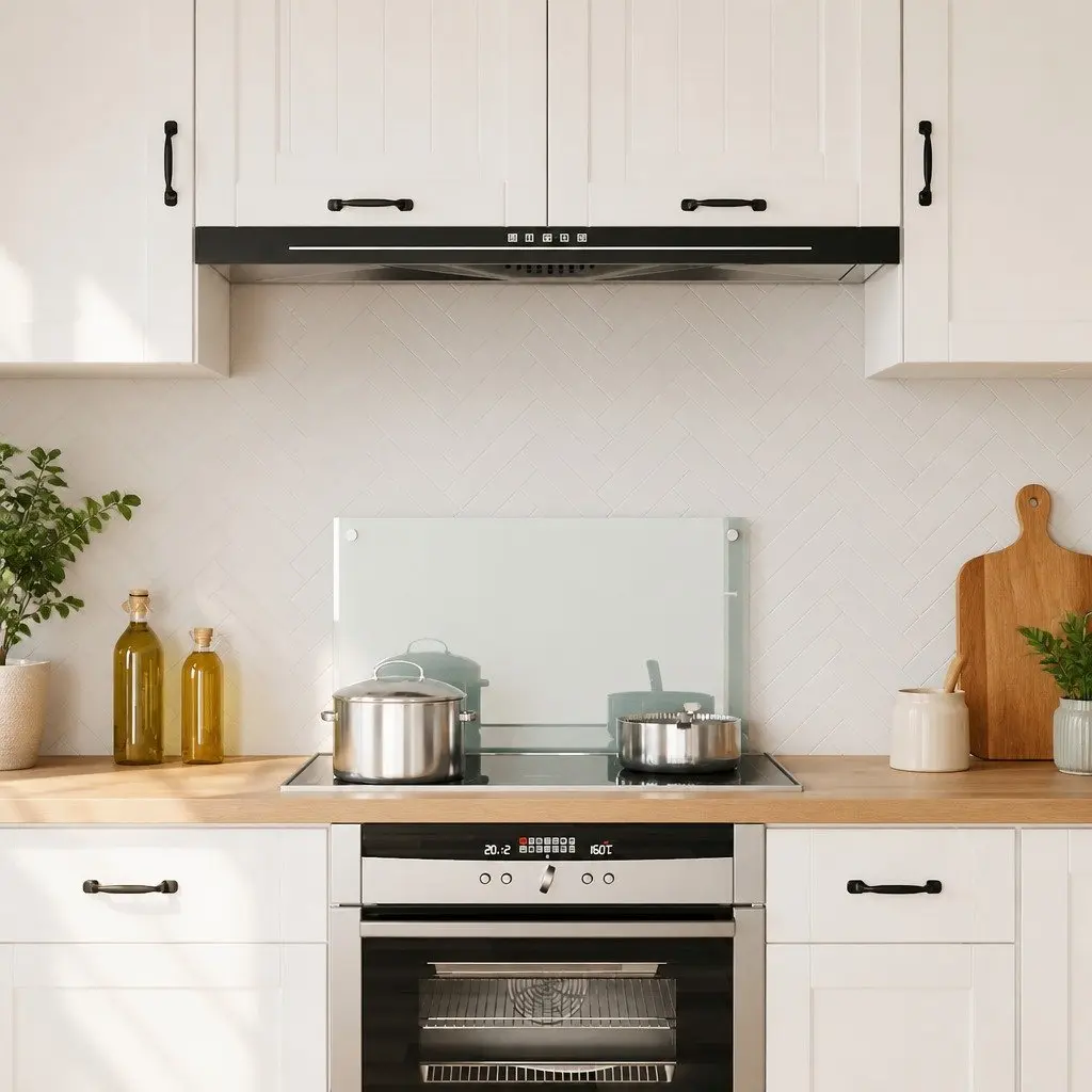 Tempered Glass Kitchen Backsplash 70x40cm Transparent Wall Protection Heat and Scratch Resistant Easy to Clean