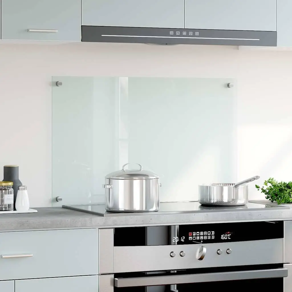 Tempered Glass Backsplash Kitchen Wall Protector 80x50cm Transparent Non-Porous Surface