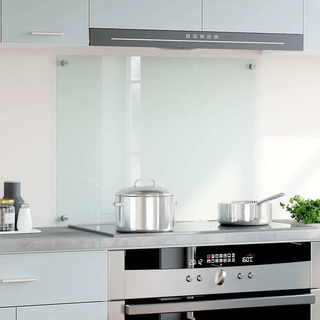 Tempered Glass Kitchen Backsplash 80x60cm Transparent Wall Protection Scratch Resistant Easy to Clean