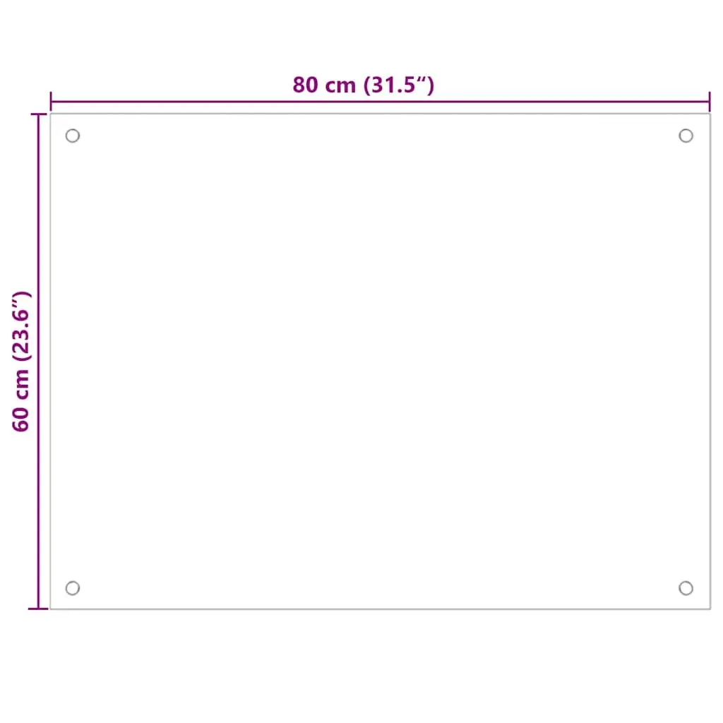 Tempered Glass Kitchen Backsplash 80x60cm Transparent Wall Protection Scratch Resistant Easy to Clean