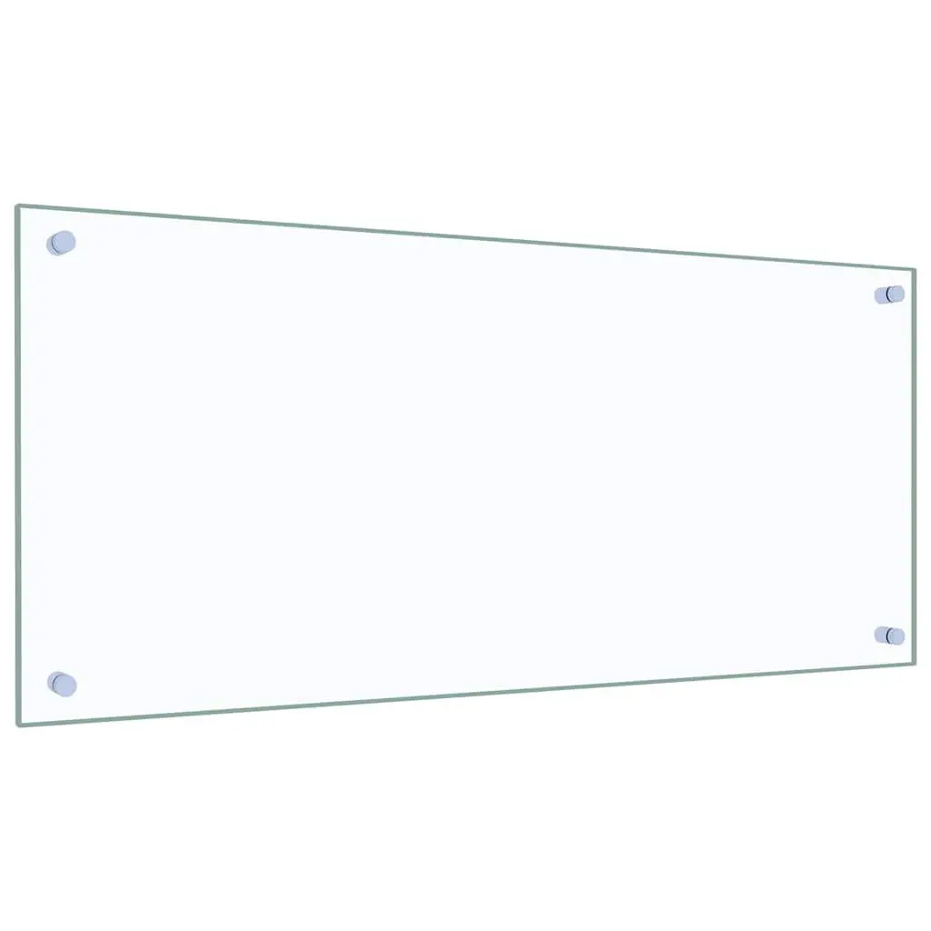 Tempered Glass Kitchen Backsplash Heat Resistant 90x40cm Transparent Decor Style
