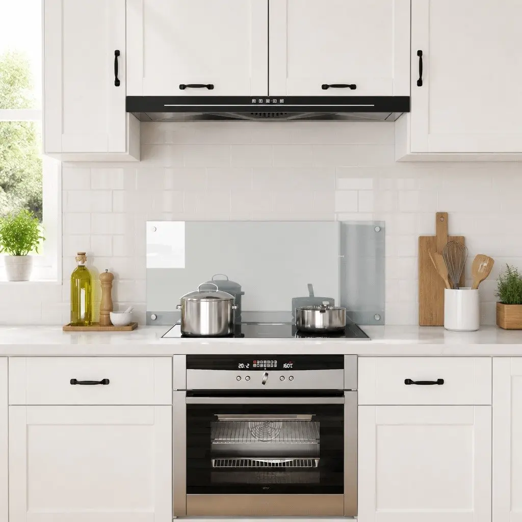 Kitchen Backsplash Tempered Glass 100x40cm Transparent Heat-Resistant