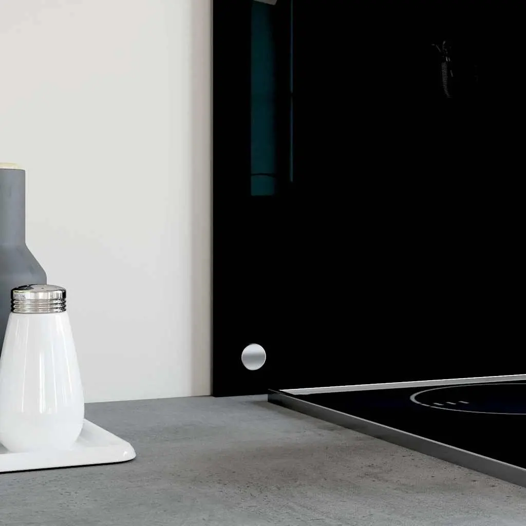 Kitchen Backsplash Tempered Glass Black 90x50cm Splash Guard Wall Tile
