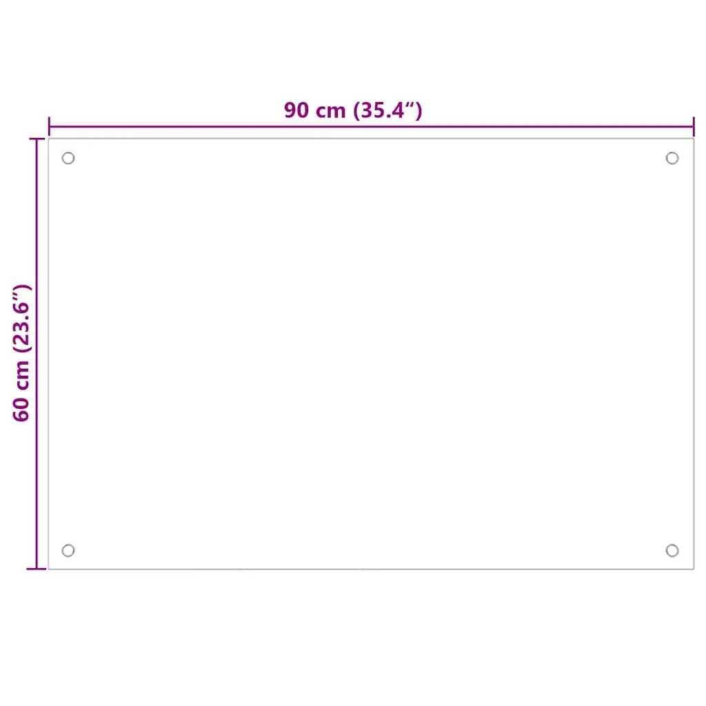 Tempered Glass Kitchen Splashback 90x60cm Black Heat Resistant Splash Guard